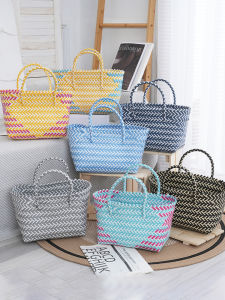 Handwoven Practical Fashionable Shopping Basket Handbag Home Use Handheld Basket Laundry Basket Eco-friendly Woven Bag