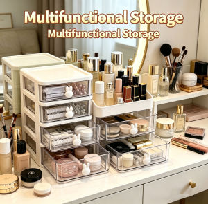 2-5 Clear Multi-Tier PP Storage Box Organizer Cute Cartoon Modular Desktop System for Office Stationery Makeup Cosmetics Jewelry