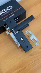 HANDLE PINTU RUMAH 20CM 1 SET KOTAK HITAM DOFF MINIMALIS / KUNCI PINTU RUMAH HITAM SEDANG