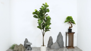Artificial Fiddle Leaf Fig Tree | Realistic Faux Ficus Plant for Living Room & Office Decor