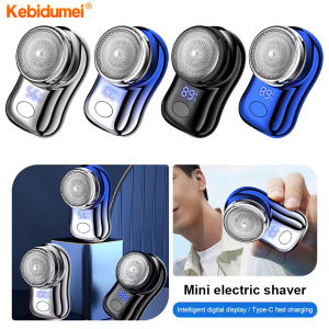 Kebidumei Mini Electric Shaver for Men Portable Beard Knife TYPE-C Charging Shavers Face Body Razor with Digital Power Display