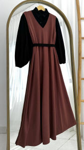 STELAN OVERALL Set Korean Style Dress Terbaru 2024 inner outer Gamis Busana Muslimah SAFAYA MAISA