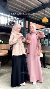 HAYNA Heidy One Set 2 in 1 Style Dress (Black Latte) - Daily Dress Busui Friendly Atas Bawah Gamis Wanita Muslim