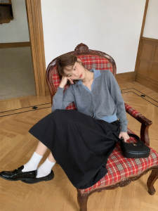 NIHAOKANONG | Áo Cardigan Knit Phong Cách Rộng Rãi và Ôm Sát Dành Cho Người Thấp