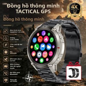 GUHUAVMI | Đồng Hồ Thông Minh GPS Chính Xác Màn Hình AMOLED 1.43 Chống Nước 5ATM Tích Hợp La Bàn Máy Đo Độ Cao Áp Kế Phù Hợp Bơi Lội Thể Thao Dành Cho Nam Giới