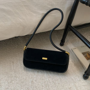 Retro Suede French Bread Bag Womens Underarm Small Bag 2025 Autumn Winter New Fashion Match Daily Commuting Single Shoulder Bag