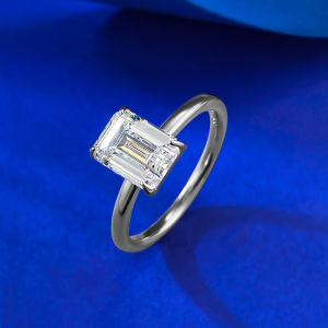 Real S925 Sterling Silver Similar Similar Diamond Moissanite Square Shape 8x6mm Cubic Zirconia Wedding Ring