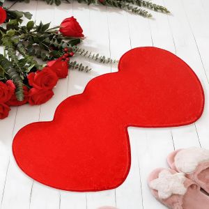 Thảm Phòng Tắm Hình Trái Tim Ngày Lễ Tình Nhân VIKAMA Thảm Trải Sàn Bằng Cotton Chống Trượt Màu Đỏ Phong Cách Hiện Đại Để Trang Trí Phòng Tắm