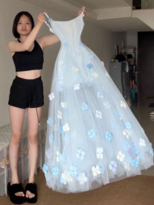 CHANGTONG | Elegant and Fashionable Mesh Strap Long Dress