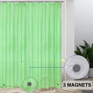1pc Purple Crystal Shower Curtain Liner with Weighted Magnets & Metal Grommets Transparent Bath Curtain with Plastic Hooks