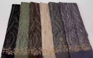 African Luxury Groom Sequins Lace Fabric 2026 High Quality Lace Embroidery Beaded Mesh Fabric 5 Yards For Women Wedding Dresses
