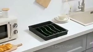 Adjustable Cutlery Organizer Box Kitchen Organizer Drawer Separation Finishing Flatware Storage Box Eco-Friendly PP Tray Spoon Fork