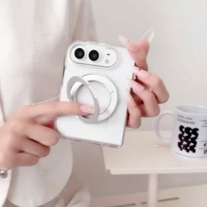 szhaiyu | Luxury Clear Magnetic Phone Case For iPhone Duo iPhone 18 Fold For Magsafe With 360° Ring Bracket Shockproof Holder Back Cover