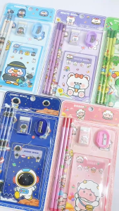 Alat Tulis Set Stationery Set Lucu Karakter Kartun 6 IN 1 Perlengkapan Sekolah Anak-Anak TK Souvenir Ulang Tahun Anak Alat Tulis BRG