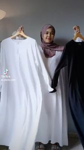 Nayla Dress-Gamis Putih Katun Linen Polos Premium - Gamis Wanita Remaja Jumbo Busui Friendly Terbaru - Gamis Turki - Gamis Putih Hitam Polos Katun - Gamis Lebaran 2024 Pengajian Umroh Manasik Haji