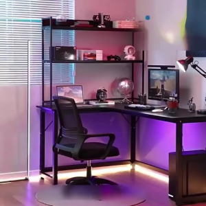 Meja Komputer/ Meja Gaming/Meja Komputer Serat Karbon / Meja Komputer Minimalis / Meja Komputer Shaped L