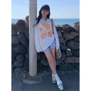 Korean Style Long Sleeve Thin T-Shirt Women Early Autumn Lazy Loose Sun Protection Cover up Outer Thin Veil Top