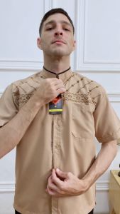 SKN Koko Pria Lengan Pendek Bordir Jasuke Baju Atasan Muslim Dewasa Terbaru 2025 Warna Putih Hitam navy Krem Caramel Katun Premium M L XL XXL Jumbo