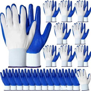 YESPERY 12Pairs Safety Work Gloves Durable Seamless Knit Gloves Nitrile Coated Gloves for Gardening Lawn Warehouse Construction