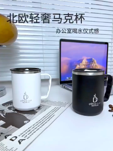 【3-in-1】304 Stainless Steel Coffee Mug 500ml with Lid & Handle 3-in-1 Direct/Straw/Open Drinking Thermal Cup for Office & Home hot and cold drink mug