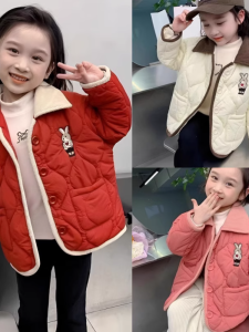 Áo Khoác Cotton Thu Đông Cho Bé Gái Áo Khoác Dài Tay Cổ Polo Màu Trơn Thời Trang Trẻ Em Và Học Sinh