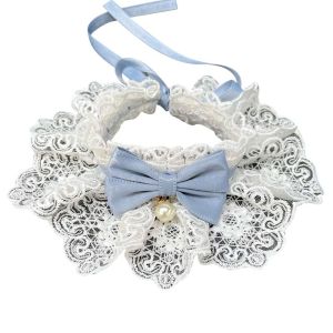 Fashion Dog Saliva Towel / Puppy String Bib - Pearl Collar Lace Bowknot Neckwear Dog Neck Strap