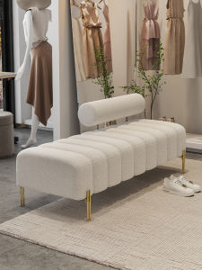 Nordic Style Lamb Velvet Sofa Bench for Living Room Bedroom Home Use with Footrest Function Suitable for Adult Artistic Design