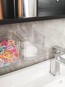 Wall Mounted Storage Box Plastic Transparent Storage Box Multi-Purpose Kitchen And Bathroom Storage Rack Kotak Penyimpan