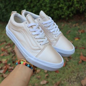 ส่งฟรี 36Eu 23Cm รองเท้า VANS OLD SKOOL BEIGE Color Pink  White V36CF SHY Shoes
