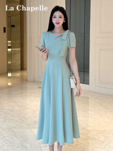 La Chapelle Junior | Đầm Dài Form A Phong Cách Pháp Eo Đẹp Màu Xanh