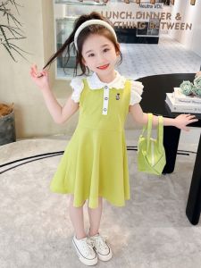 Váy Công Chúa Tay Bay Ren Thường Ngày Mùa Hè Cho Bé Gái Váy Polo Phong Cách Mới Mỏng Bằng Cotton Cho Bé Gái