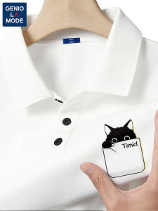 Genio Lamode Cat POLO Shirt Mens Quick Dry Cool Short Sleeve Casual Versatile T-Shirt Fashion Urban Standard Fit Printed Polyester Fiber