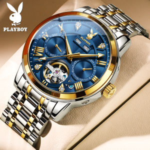 นาฬิกาสำหรับผู้ชายเพลย์บอย 2023 หน้าปัดเรียบกันน้ำล่าสุด นาฬิกากลไกผู้ชายปีสแตนเลสสายเหล็ก