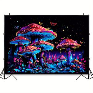 VIKAMA Phong Cách Neon Ảo Giác Rừng Nấm Tấm Thảm Bohemian Phòng Ngủ Treo Tường Vải Polyester Trang Trí Phòng Nhà