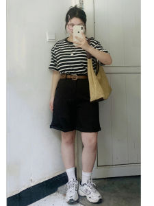 กางเกงขายาวทรงเอเอวสูงทรงหลวมสำหรับผู้หญิงไซส์ใหญ่ กางเกงขาสั้นทรงเอขากว้าง ทรงหลวม ฤดูร้อน 2025 ลำลอง คุณภาพระดับไฮเอนด์