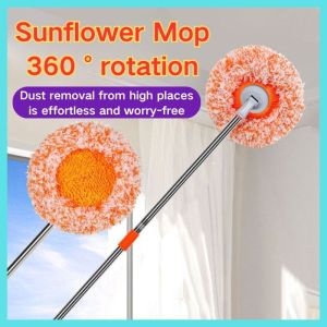 2M Sunflower Mop Multi-Functional Wall Cleaning Ceiling Dust Removal Telescopic Rotating Cleaning Tools