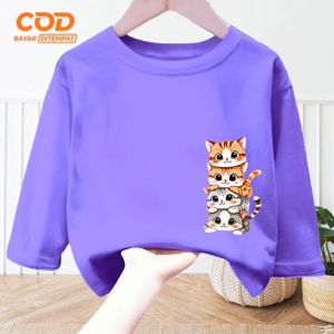 Pakaian Atasan Kaos Anak Laki-Laki dan Perempuan Usia 1-12 Tahun Bergambar FOUR CATS Terbaru