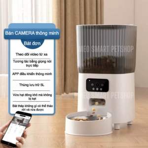 CAMERA LIVE GỌI ĂN- Máy ăn tự động CHÍNH HÃNG PET FEEDER kết nối wifi điều khiển từ xa Paw 5L