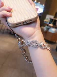 Luxury Rhinestone Mobile Phone Lanyard Womens Fashion Decorative Chain Anti-Loss Bracelet High-End Handheld Phone Chain Accessory