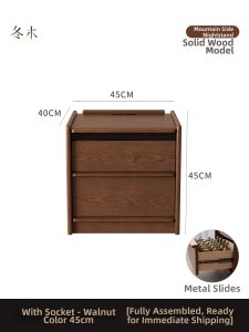 DONGMU | Socket-equipped Luxury Vintage Style Bedside Cabinet