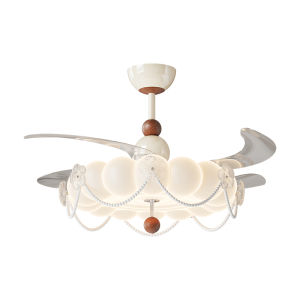 OUCHAO | French Style Pearl Bubble Invisible Full Spectrum Silent Ceiling Fan Light