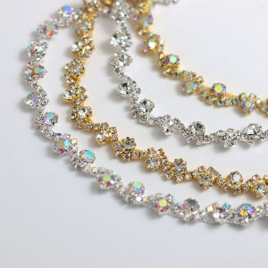 Four-Color S-Shaped Colorful White Glass Rhinestone Chain Decorative Jewelry for Dresses Skirts Wedding Gowns Waist Decor