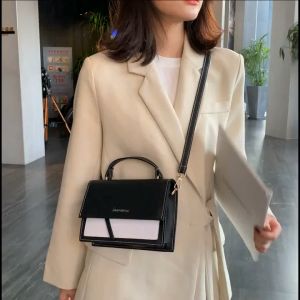 Women Sling Bag Contrast Color PU Handbag Fashion Crossbody Bag