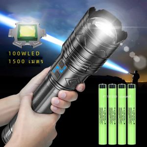 ไฟฉาย LED GT60 ที่ทรงพลังที่สุด แสงระยะไกล ความทนทานยาวนาน ไฟฉายทรงพลัง Type-C ชาร์จโคมไฟตั้งแคมป์ยุทธวิธี