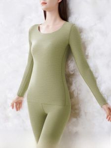 Miiow | Warm Thermal Underwear Set For Women Silk Wool Blend Fleece Lined Base Layer Inner Wear Cat Person Brand Sweet Style