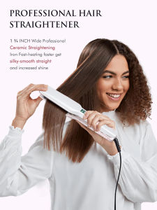 Professional LCD Display Tourmaline Ceramic Hair Straightener: Intelligent Lock PTC Fast Heating & Wide Plate Design