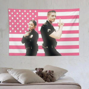 1pc Printing The Rookie protagonist Lucy Chen and Tim Bradford Tapestry Poster Eric Winter Pink American Flag Background Wall