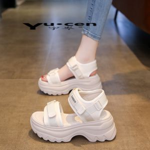 Womens Summer Thick Heel Sandals Outdoor Wear Fashionable with Skirts Beach Shoes Heightening High Heels Comfortable Breathable