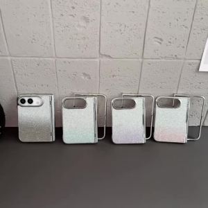 For iPhone DUO 18Fold Gradient Color Glitter Phone Case for iPhone 18 Fold New Luxury Hinge Protection Plating Bumper PC Cover