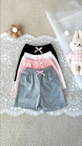 กางเกงซับในเเฟชั่นของเด็ก ผ้าฝ้ายล้วนสำหรับเด็กหญิงกางเกงขาสั้น กางเกงเลกกิ้งขาสั้นผ้ายืดมีโบว์สำหรับเด็กผู้หญิง